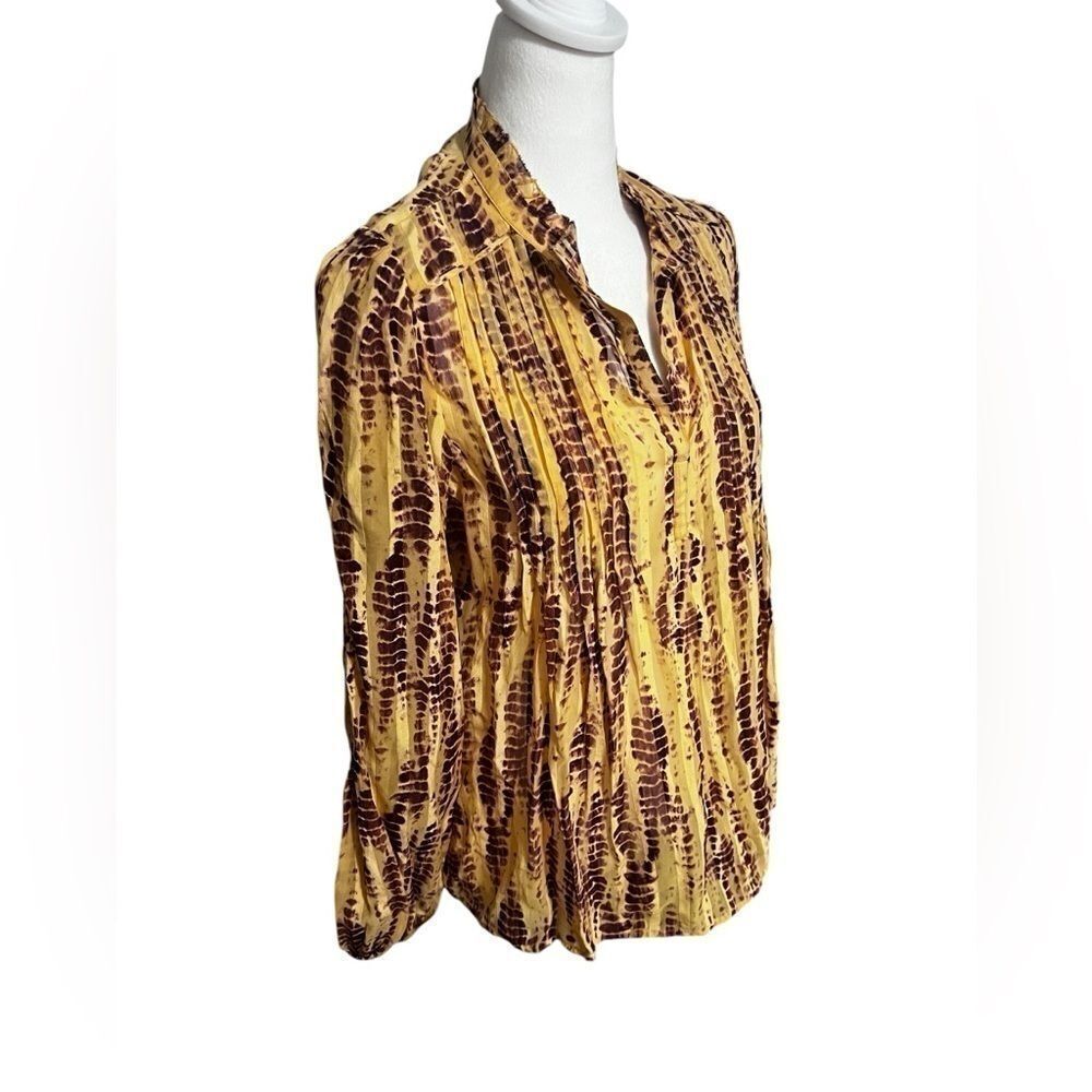 ANTHROPOLOGIE extra small Maritzia Tie-Dye Blouse yellow purple long sleeve - Picture 9 of 12